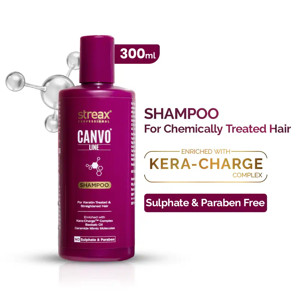 Streax Professional Canvoline Shampoo With Kera Charge Complex For Straightened Hair