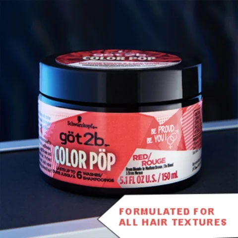 Got2b Color Pop Semi Permanent Hair Color, Red Hair Colour Mask, 150ml